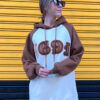 sudadera doble color 1961 con capucha y bolsillo canguro de algodón grueso