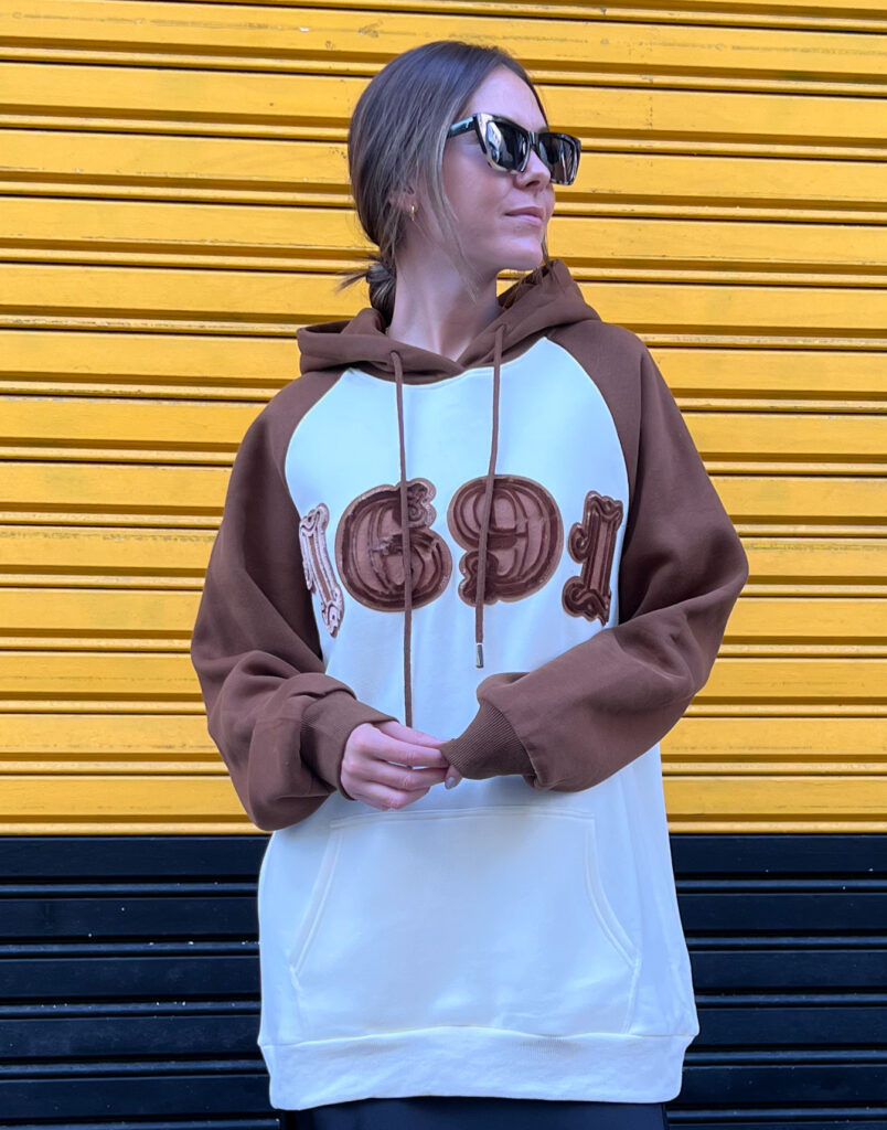 sudadera doble color 1961 con capucha y bolsillo canguro de algodón grueso