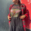 Blazer tartan con parche trasero de corte oversize y talla unica