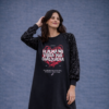 Vestido Alma Lentejuelas negro para mujer con mangas de lentejuelas y diseño exclusivo con corazón.