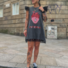 Vestido Intensa Tul para mujer con volantes de tul negro, encaje y diseño exclusivo.
